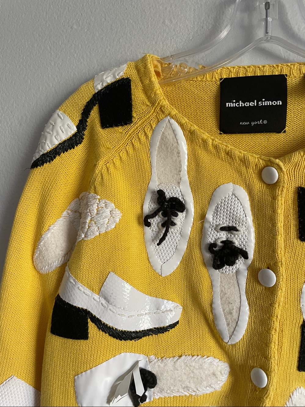 Michael Simon Vintage Yellow Cardigan Sweater Size M - Picture 3 of 10